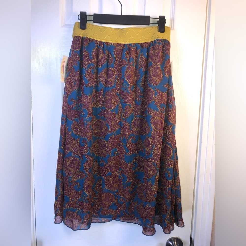 Floral Print A-Line Skirt with Mustard Waistband XS NWT Lola - Picture 8 of 8